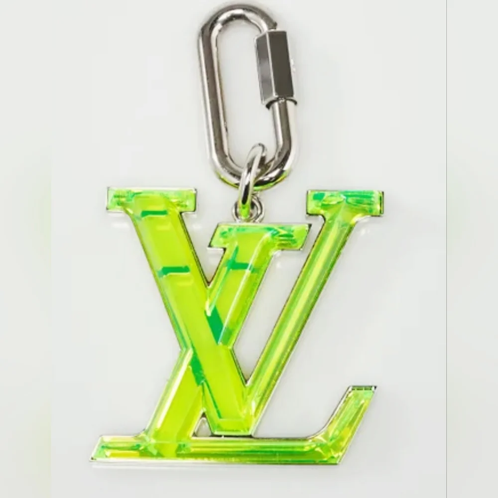 Louis Vuitton Neon Green Oversized LV Prism Bag Charm/Key Holder